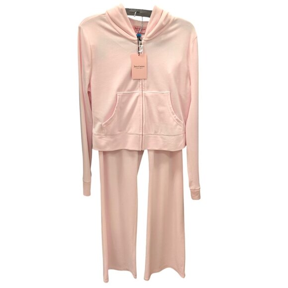 JUICY COUTURE OG Bling Velour TRACKSUIT 2 Piece Set Pink Sweatsuit Size L NWT - Picture 6 of 10
